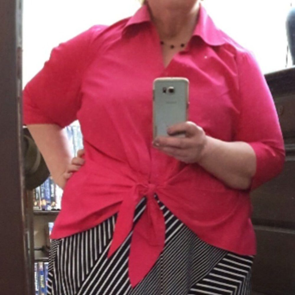 JMS Pink Tie Front Shirt 4X 26 / 28